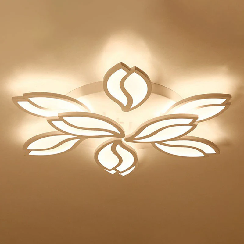 Acryl Leaf Semi Flush Light Künstlerische weiße LED-Deckenleuchte für das Wohnzimmer Clearhalo