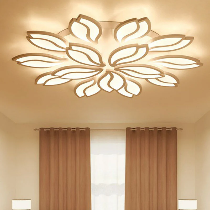 Acryl Leaf Semi Flush Light Künstlerische weiße LED-Deckenleuchte für das Wohnzimmer Clearhalo
