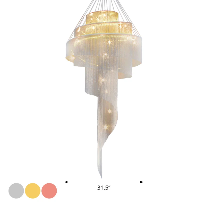 Aluminium-Spiralbrunnen-Kronleuchter, minimalistische LED-Hängeleuchte für Wohnzimmer Clearhalo