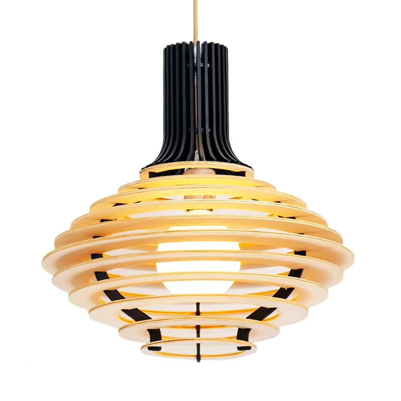 Asia Pendelleuchte mit einer Glühbirne, Schwarz/Beige, Weinglas-förmiges Hängelampen-Set mit Holzkäfig Clearhalo