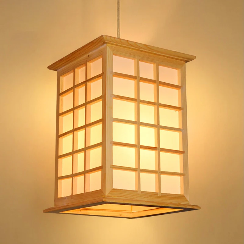 Asiatische 1-Kopf-Pendelleuchte, beige Haus-Hängeleuchte mit Holzschirm Clearhalo