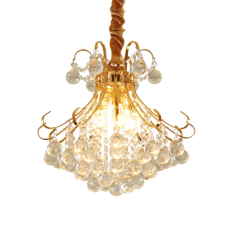 Ausgestellte Deckenleuchte, moderne facettierte Kristallkugel, 3/4 Lichter, goldene Kronleuchter-Leuchte, 12"/16"/21,5" br...