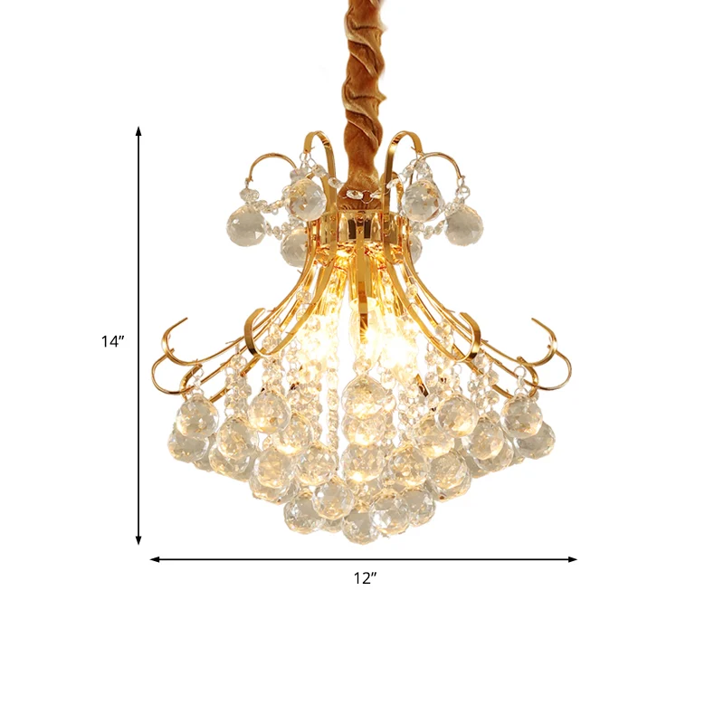 Ausgestellte Deckenleuchte, moderne facettierte Kristallkugel, 3/4 Lichter, goldene Kronleuchter-Leuchte, 12"/16"/21,5" br...