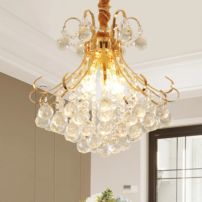 Ausgestellte Deckenleuchte, moderne facettierte Kristallkugel, 3/4 Lichter, goldene Kronleuchter-Leuchte, 12"/16"/21,5" br...