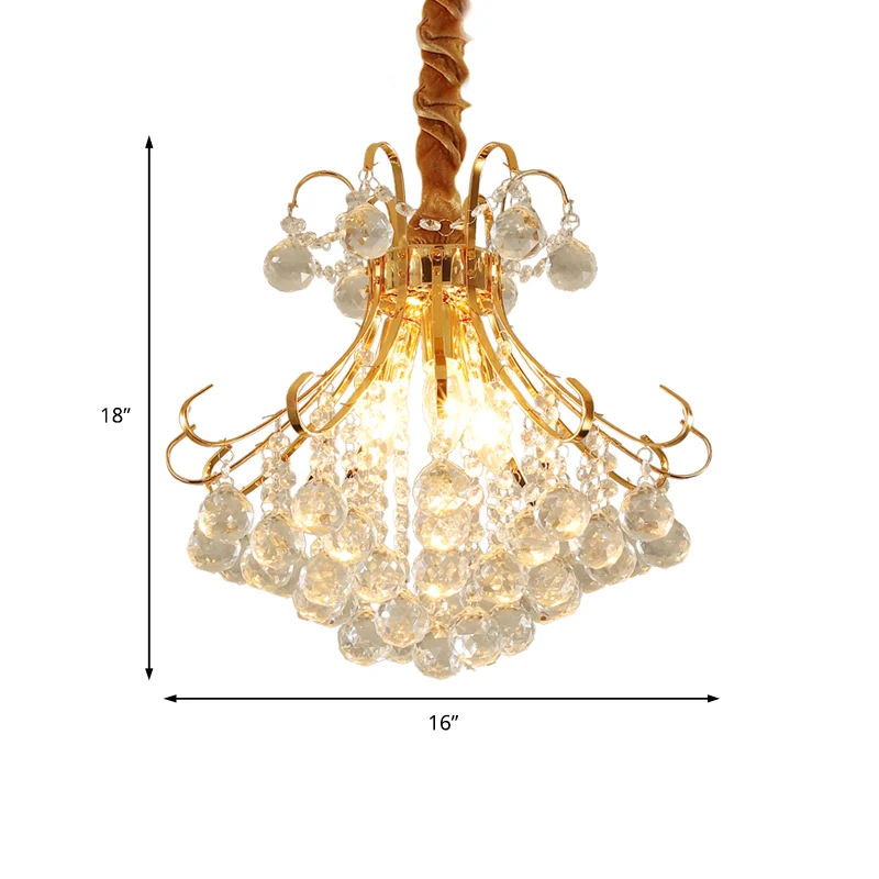 Ausgestellte Deckenleuchte, moderne facettierte Kristallkugel, 3/4 Lichter, goldene Kronleuchter-Leuchte, 12"/16"/21,5" br...