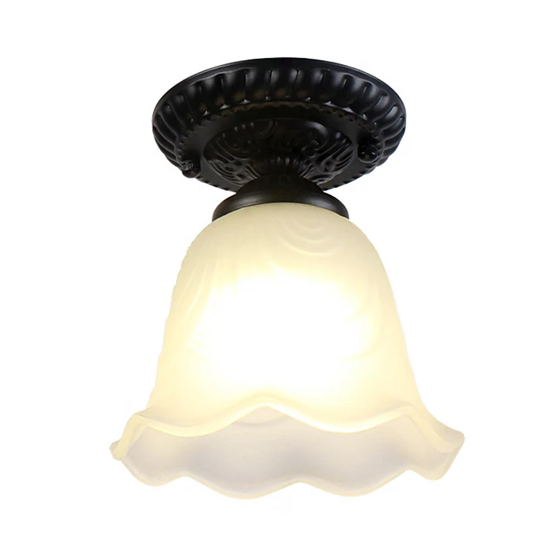 Ausgestellte Wohnzimmer-Unterputzlampe, klassisches weißes Glas, 1 Licht, schwarze Deckenbeleuchtung Clearhalo