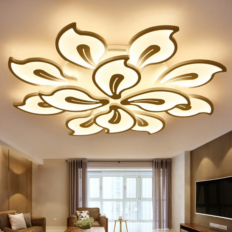 Blossom LED Semi Flush Lighting Modern Style Metallic White Deckenleuchte Clearhalo