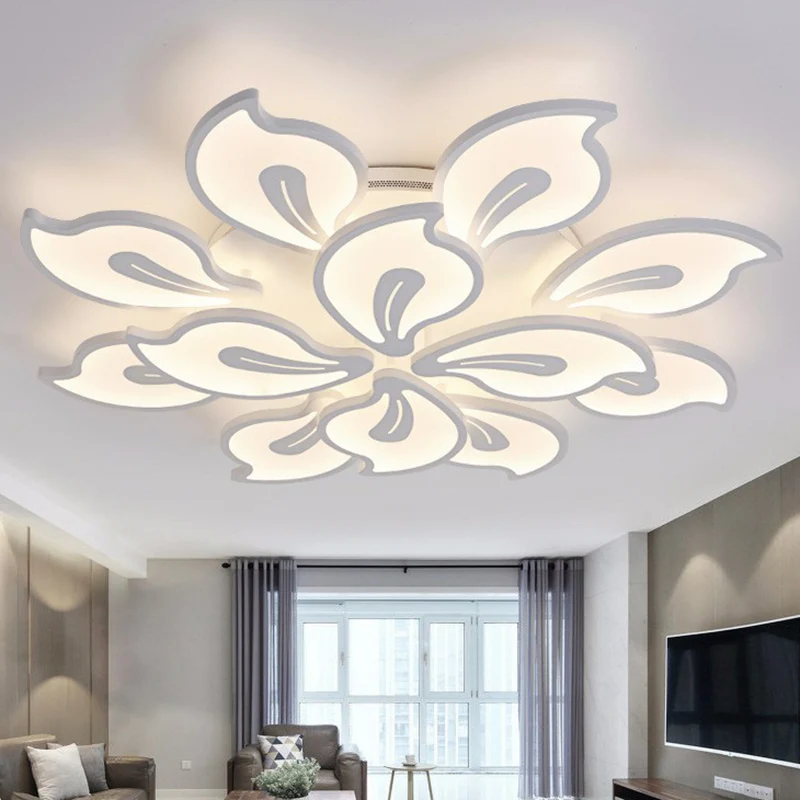 Blossom LED Semi Flush Lighting Modern Style Metallic White Deckenleuchte Clearhalo