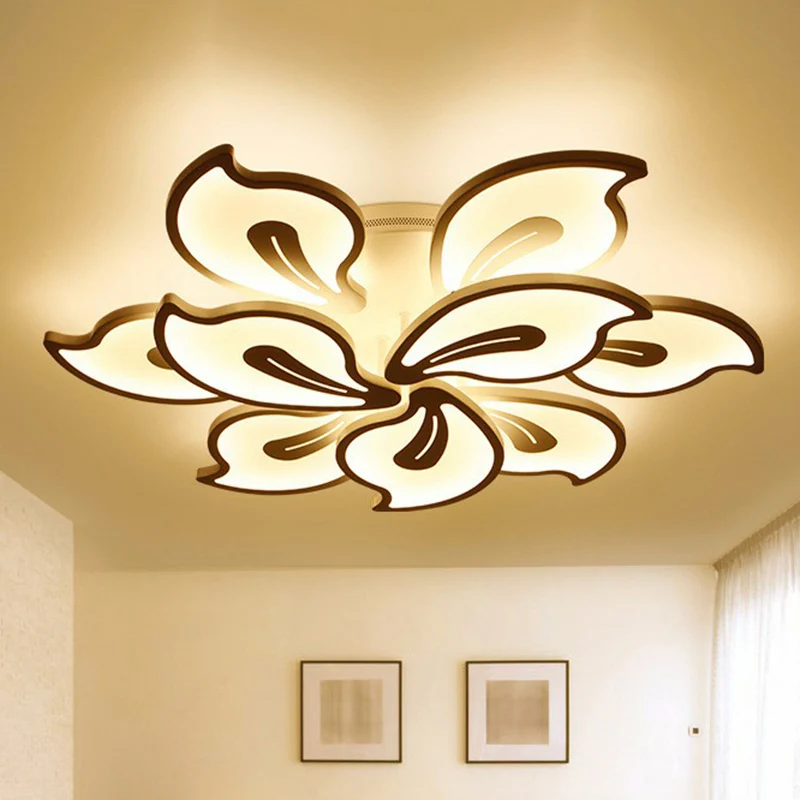 Blossom LED Semi Flush Lighting Modern Style Metallic White Deckenleuchte Clearhalo