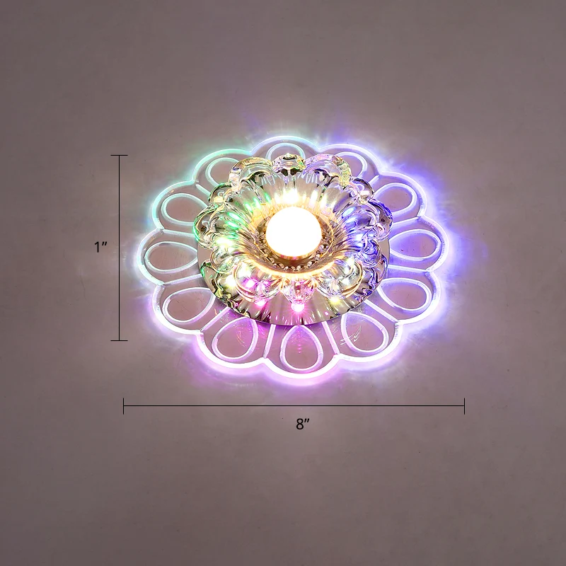Blumen-LED-Unterputz-Deckenleuchte, minimalistische, klare Kristall-Foyer-Unterputzleuchte Clearhalo