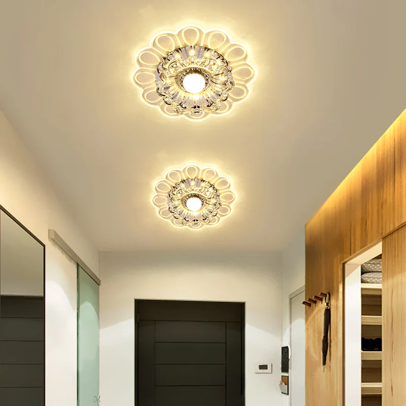Blumen-LED-Unterputz-Deckenleuchte, minimalistische, klare Kristall-Foyer-Unterputzleuchte Clearhalo