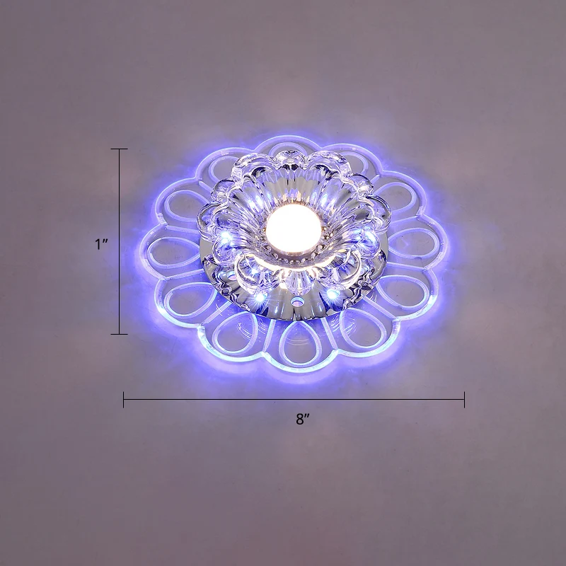 Blumen-LED-Unterputz-Deckenleuchte, minimalistische, klare Kristall-Foyer-Unterputzleuchte Clearhalo