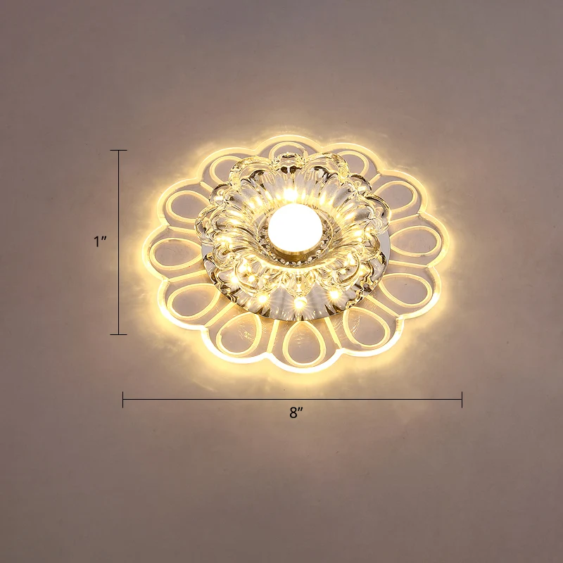 Blumen-LED-Unterputz-Deckenleuchte, minimalistische, klare Kristall-Foyer-Unterputzleuchte Clearhalo