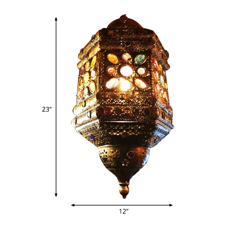 Bronzefarbene 1-Licht-Hängeanhänger-Böhmische Metalllaterne-Deckenleuchte für Restaurant Clearhalo