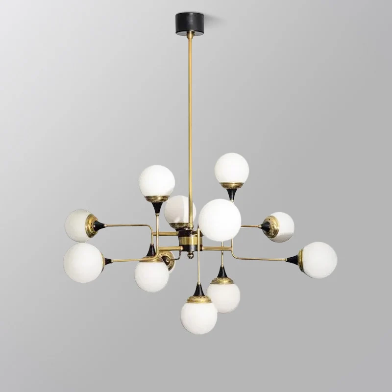 Bubble Kronleuchter Lampe Modernity Milchglas 12 Köpfe Gold und Schwarz Hängeleuchte für Esszimmer Clearhalo