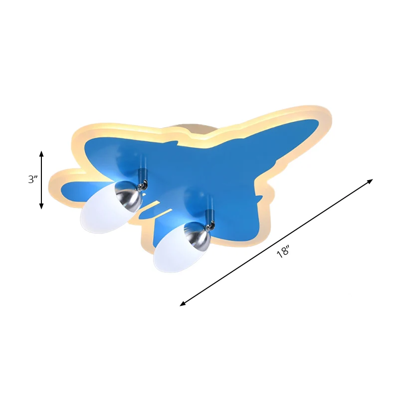 Cartoon-Flugzeug-Unterputz-Deckenleuchte, Deckenleuchte aus Acryl Blau für den Kindergarten Clearhalo