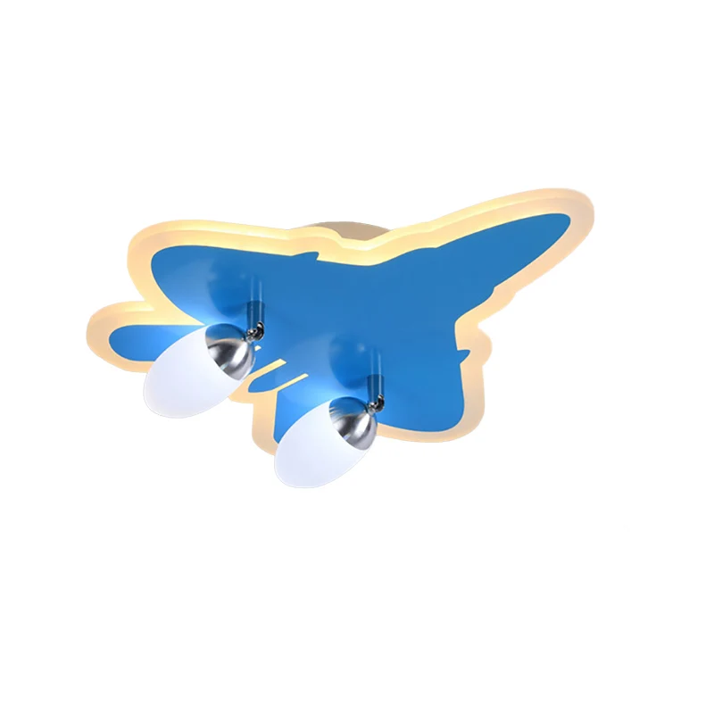 Cartoon-Flugzeug-Unterputz-Deckenleuchte, Deckenleuchte aus Acryl Blau für den Kindergarten Clearhalo