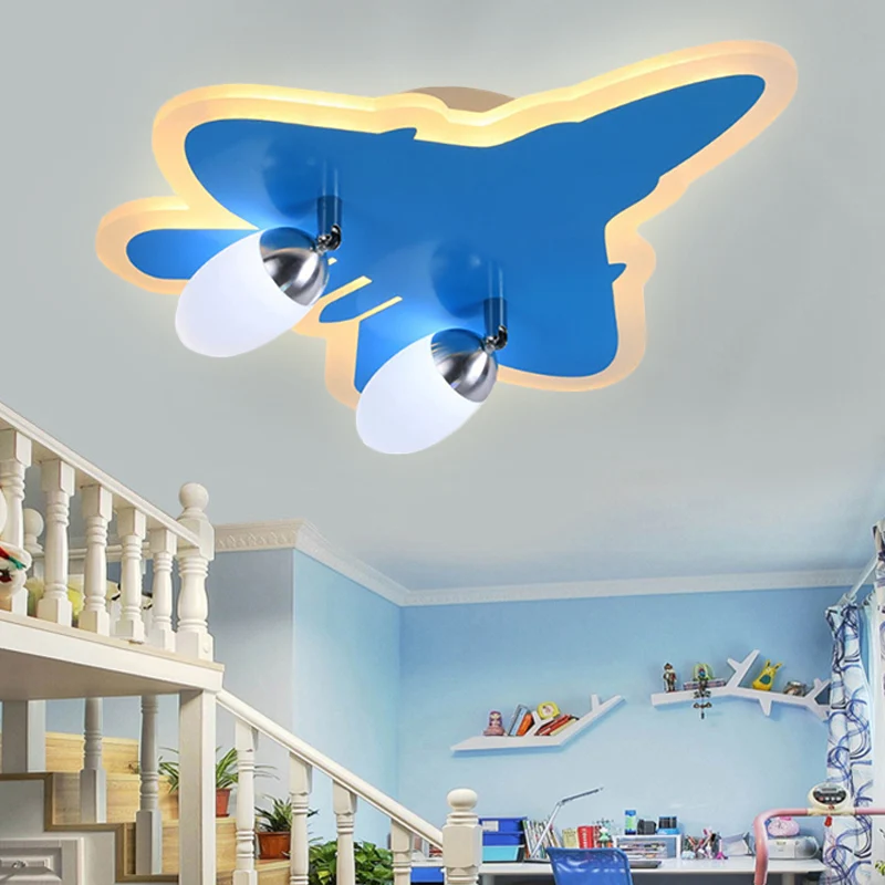 Cartoon-Flugzeug-Unterputz-Deckenleuchte, Deckenleuchte aus Acryl Blau für den Kindergarten Clearhalo