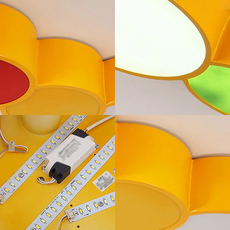 Cartoon-Raupe, LED-Deckenbeleuchtung, Kindergarten-Unterputzleuchte aus Metall Gelb Clearhalo
