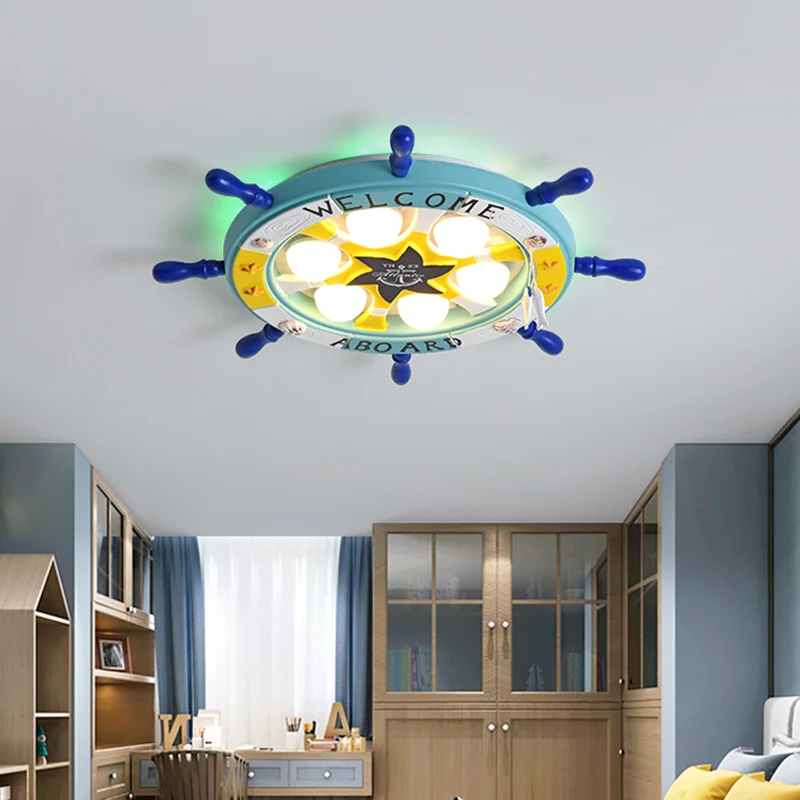 Cartoon-Ruderförmige LED-Deckenleuchte aus Metall für Kinderzimmer, Unterputzleuchte Clearhalo