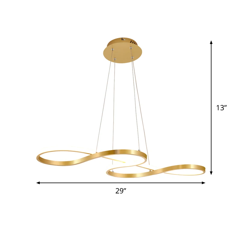 Closed Curve Küchen-Esstisch-Kronleuchter, modernistische LED-Deckenpendelleuchte aus Silikagel Gold Clearhalo