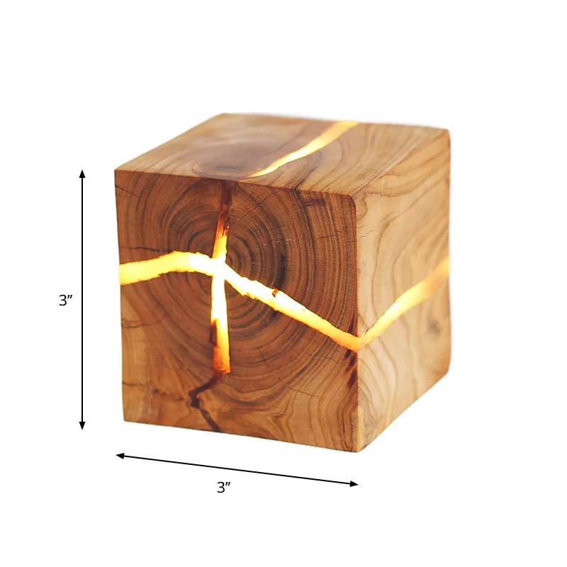 Cube Crack Wood Flush Wandleuchte Kreative nordische integrierte LED-Wandleuchte Beige Clearhalo