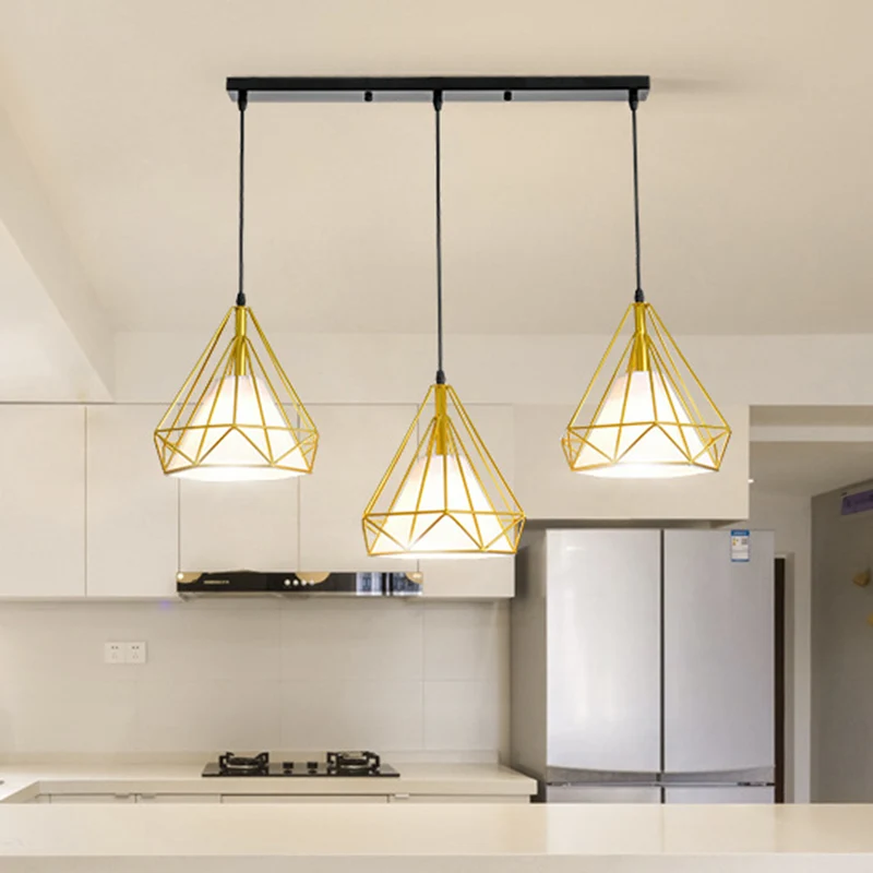Diamond Iron Cluster Pendelleuchte, postmoderne Restaurant-Hängelampe Gold Clearhalo