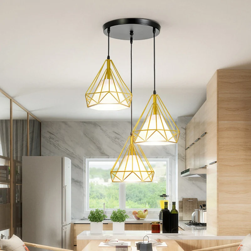 Diamond Iron Cluster Pendelleuchte, postmoderne Restaurant-Hängelampe Gold Clearhalo