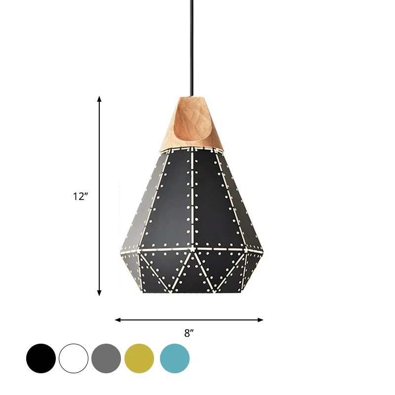 Diamond Iron Hängeleuchte Macaron 1-hellgrau/weiß/blau und Holz-Hängeleuchte mit lasergeschnittenem Design Clearhalo