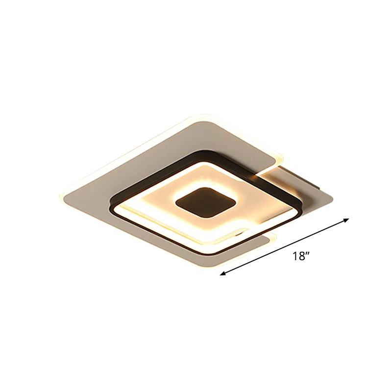 Dünne, zweilagige, quadratische, flächenbündige, modernistische LED-Deckenbeleuchtung für Schlafzimmer aus Eisen Schwarz u...