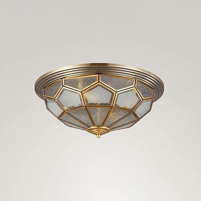 Dome Aisle Flush Deckenleuchte, Milchglas, Messing, Unterputzleuchte im Kolonialstil Clearhalo