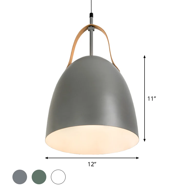 Dome Down Lighting Einfache metallische 1-Kopf-Hänge-Deckenleuchte für das Wohnzimmer Grün/Weiß/Grau Clearhalo