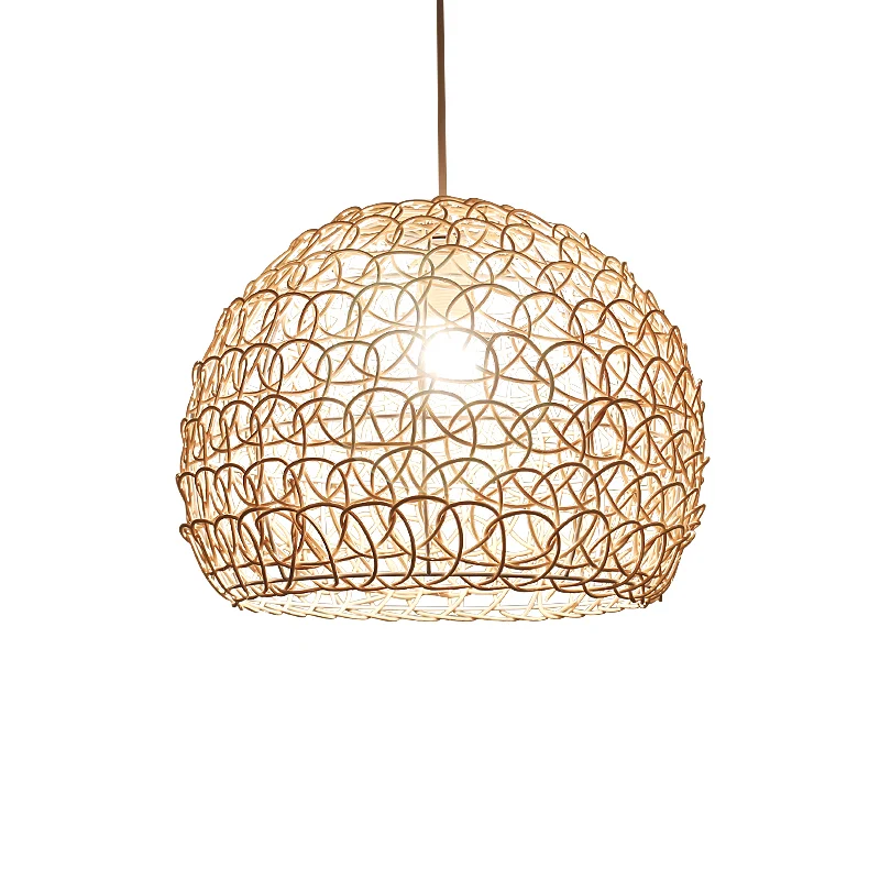 Dome Restaurant Pendelleuchte Rattan 1-Licht Einfachheit Pendelleuchte aus Holz Clearhalo