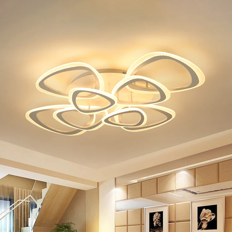 Dreieckige Wohnzimmer-Unterputzleuchte, moderne Acryl-LED-Deckenleuchte Weiß Clearhalo
