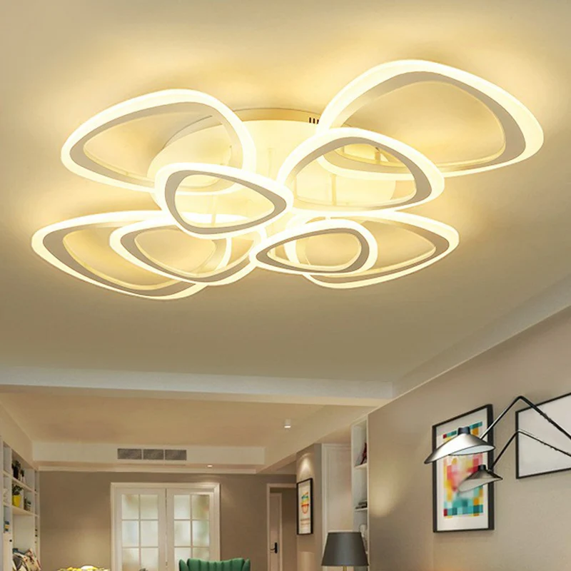 Dreieckige Wohnzimmer-Unterputzleuchte, moderne Acryl-LED-Deckenleuchte Weiß Clearhalo