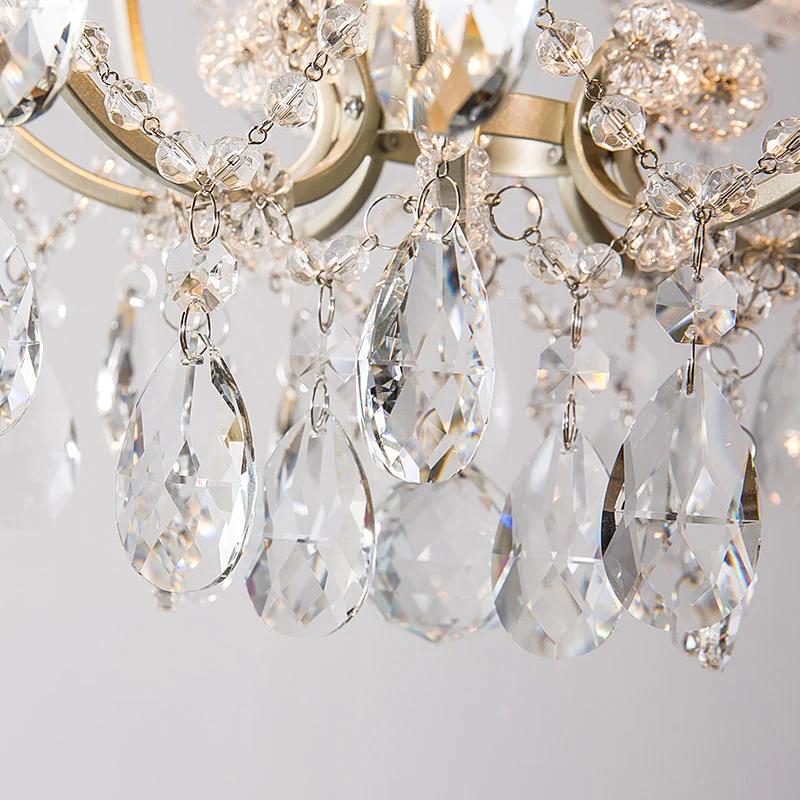 Droplet Semi Flush Traditionelle, abgeschrägte Kristall-Deckenleuchte mit 4 Glühbirnen und Messing Clearhalo