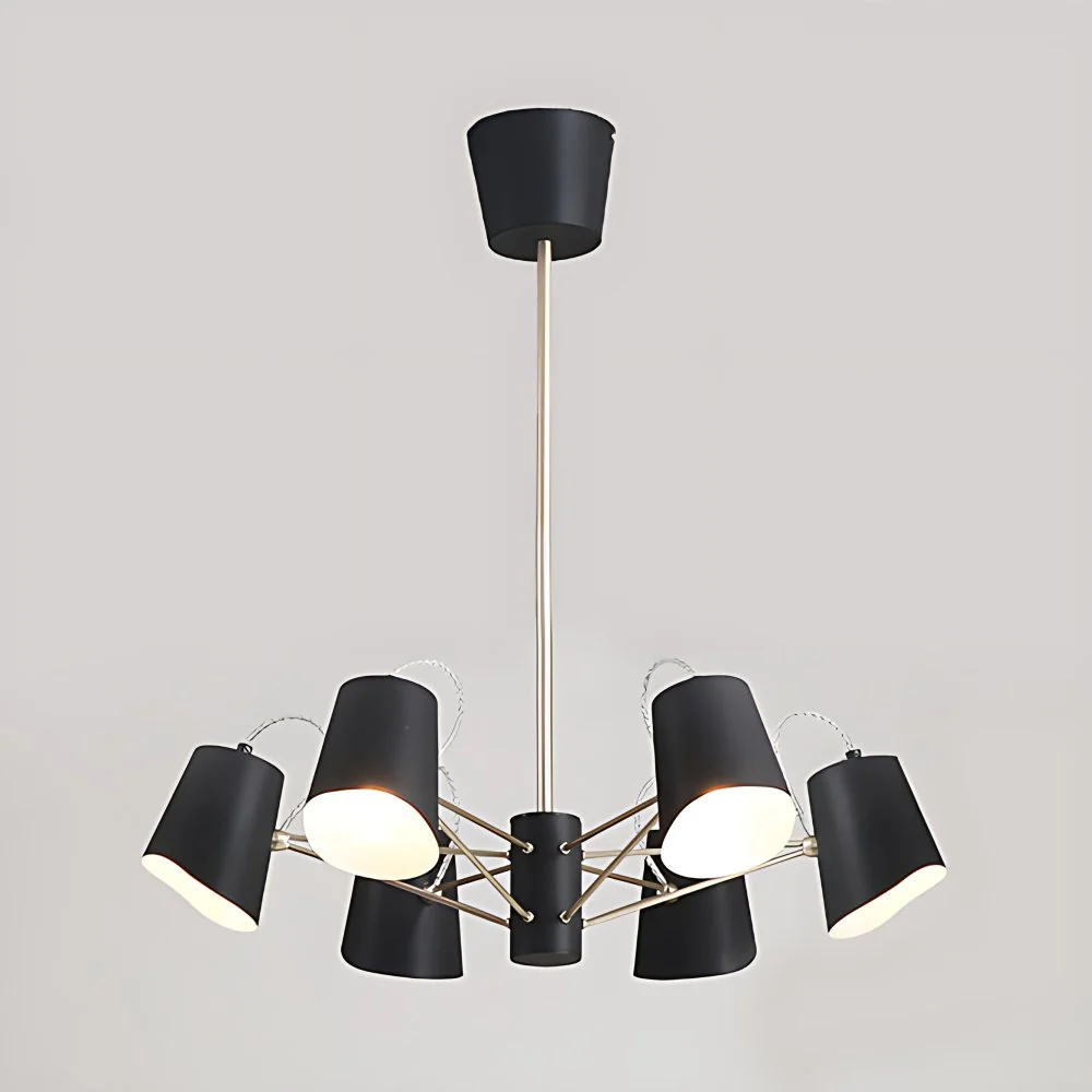 Eimer-Kronleuchter mit 3/6/8 Lichtern, moderne Hängeleuchte aus Metall Schwarz für Wohnzimmer Clearhalo