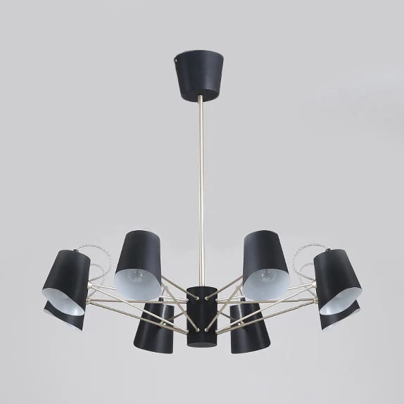 Eimer-Kronleuchter mit 3/6/8 Lichtern, moderne Hängeleuchte aus Metall Schwarz für Wohnzimmer Clearhalo