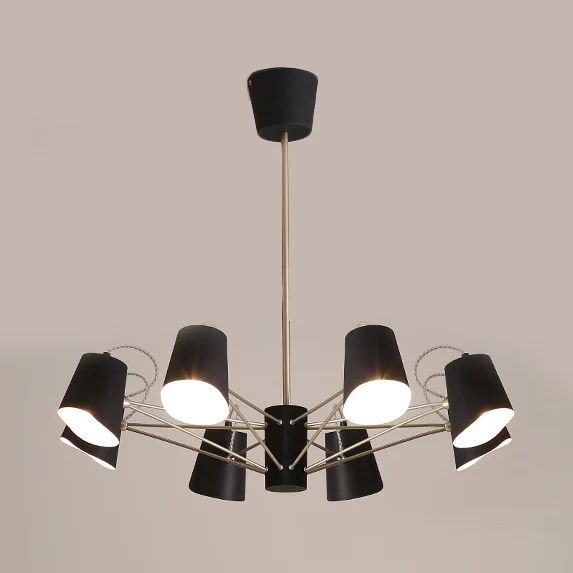 Eimer-Kronleuchter mit 3/6/8 Lichtern, moderne Hängeleuchte aus Metall Schwarz für Wohnzimmer Clearhalo