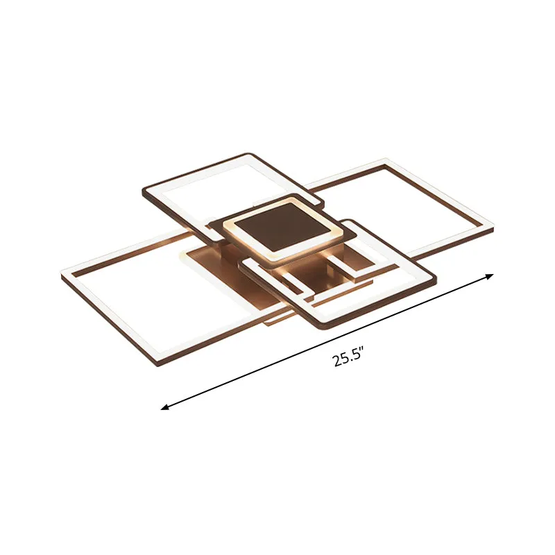Einfache 21,5"/25,5"/31,5" breite LED-Deckenleuchte mit Rahmen, Unterputzmontage aus Acryl warmem/weißem Licht Weiß/Kaffee...