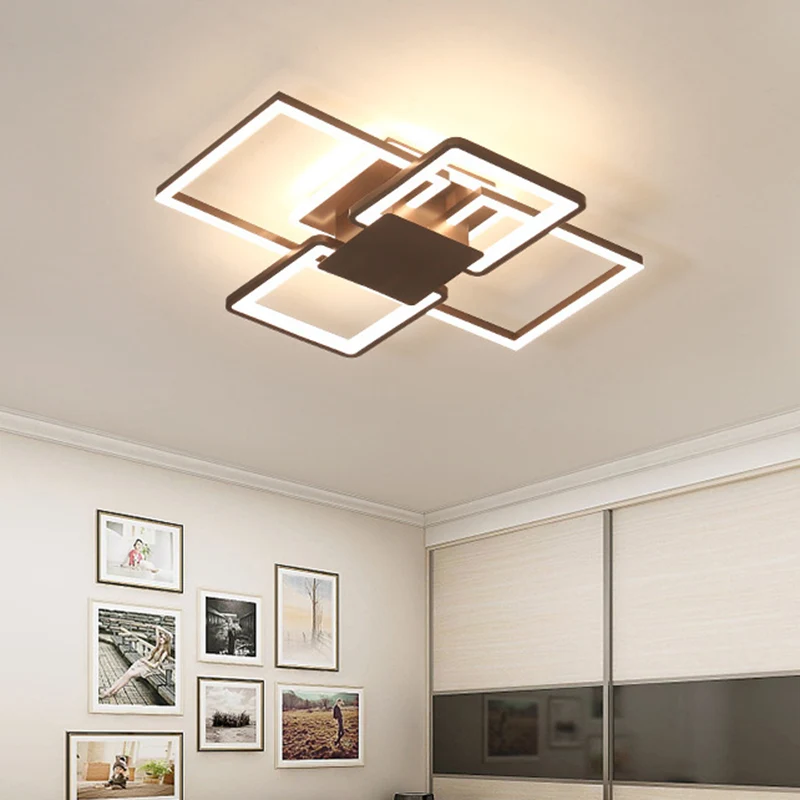 Einfache 21,5"/25,5"/31,5" breite LED-Deckenleuchte mit Rahmen, Unterputzmontage aus Acryl warmem/weißem Licht Weiß/Kaffee...