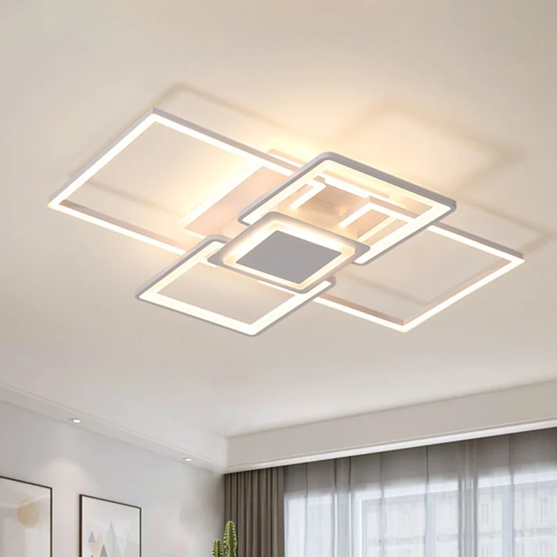 Einfache 21,5"/25,5"/31,5" breite LED-Deckenleuchte mit Rahmen, Unterputzmontage aus Acryl warmem/weißem Licht Weiß/Kaffee...