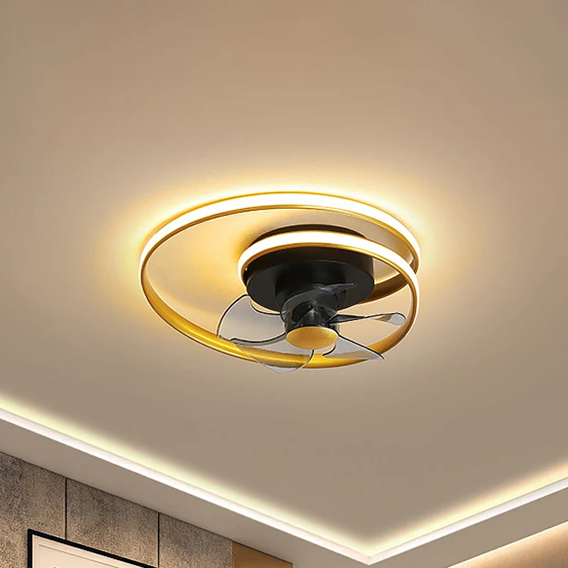 Einfache spiralförmige Kreisventilatorbeleuchtung aus Acryl, 18" W LED-Schlafzimmerleuchte, halbbündig, Schwarz und Weiß/S...
