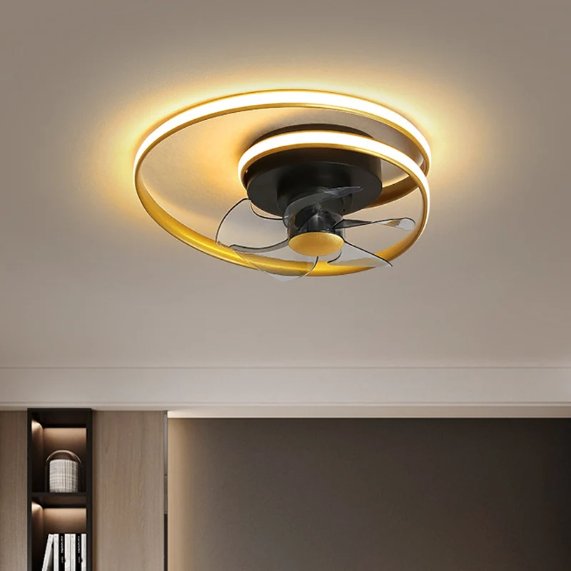 Einfache spiralförmige Kreisventilatorbeleuchtung aus Acryl, 18" W LED-Schlafzimmerleuchte, halbbündig, Schwarz und Weiß/S...