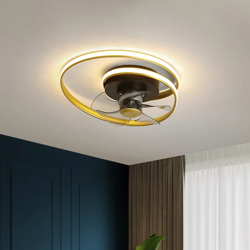 Einfache spiralförmige Kreisventilatorbeleuchtung aus Acryl, 18" W LED-Schlafzimmerleuchte, halbbündig, Schwarz und Weiß/S...