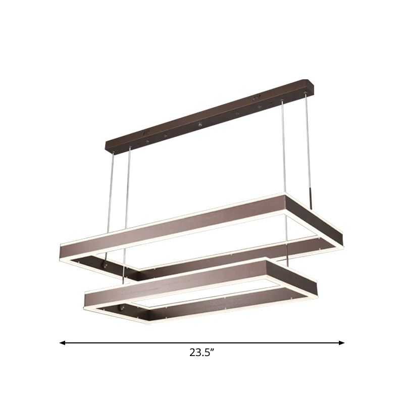 Einfachheit LED-Hängedeckenleuchte Kaffee 2/3/4-stufiger rechteckiger Kronleuchter mit Acrylschirm Clearhalo