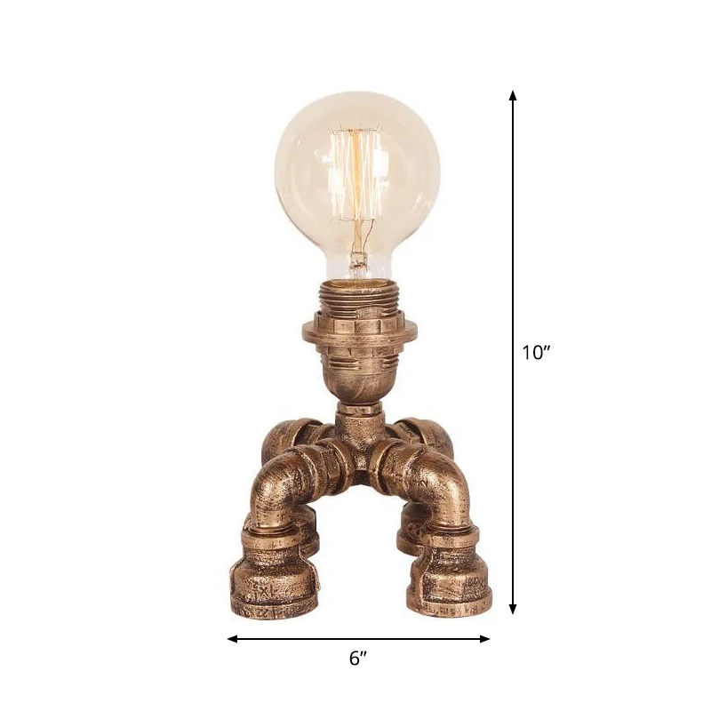 Einflammige Bronze-Tischleuchte im Warehouse-Stil aus Eisen mit 3 Beinen/4 Beinen/sitzender Roboter-Nachttischlampe mit/oh...