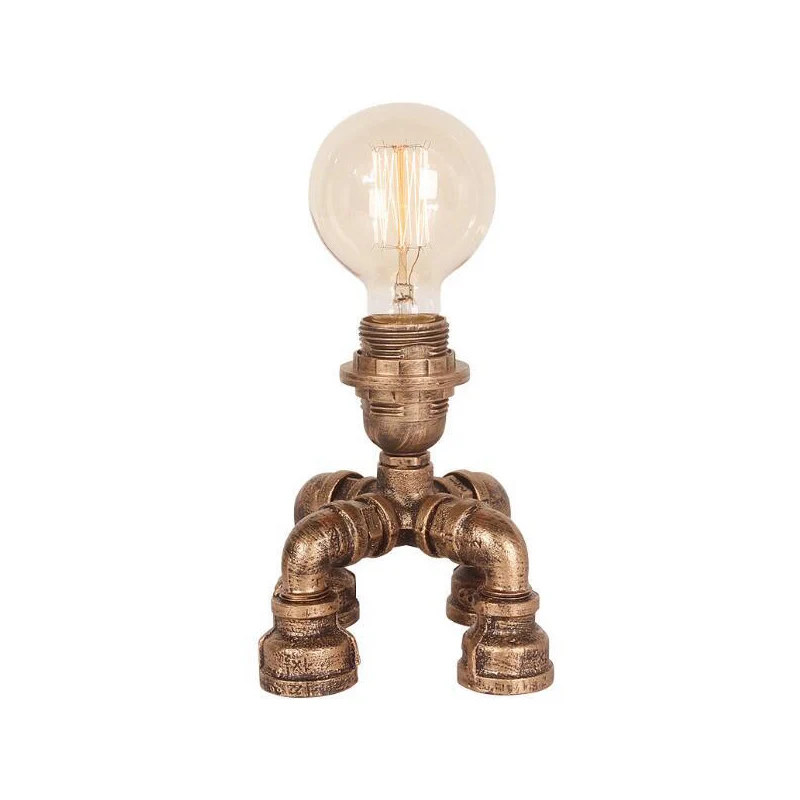 Einflammige Bronze-Tischleuchte im Warehouse-Stil aus Eisen mit 3 Beinen/4 Beinen/sitzender Roboter-Nachttischlampe mit/oh...