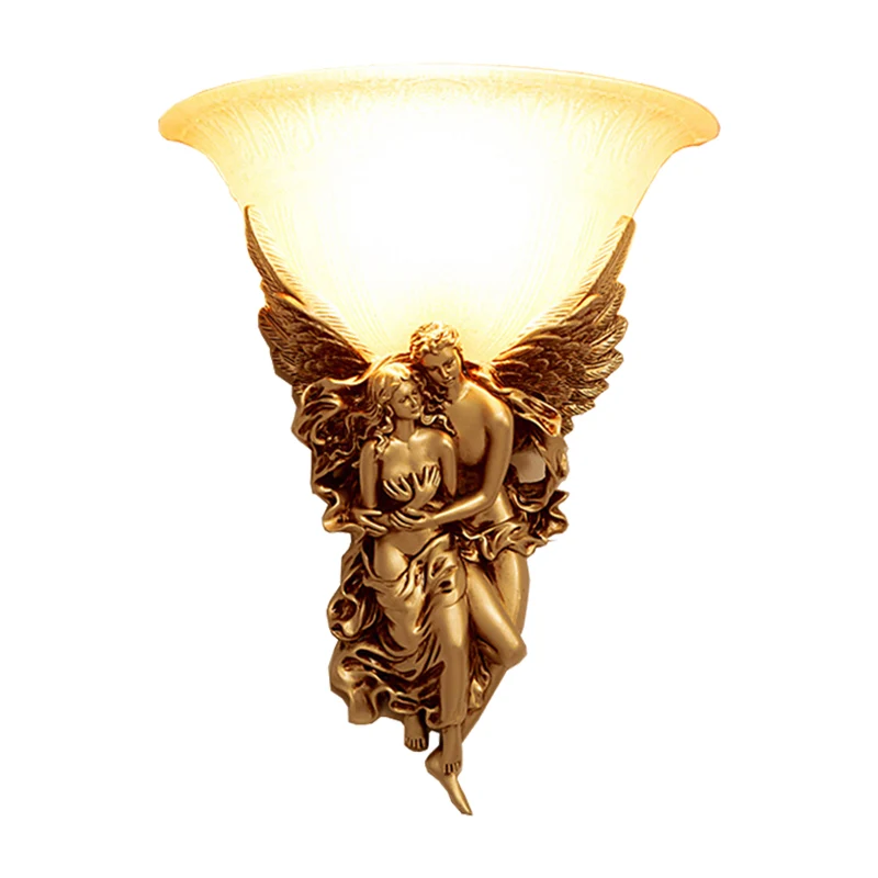 Einzelkopf-Wandleuchte, Bauernhaus, schalenartige Wandleuchte aus Milchglas mit Winkeldekor Gold Clearhalo