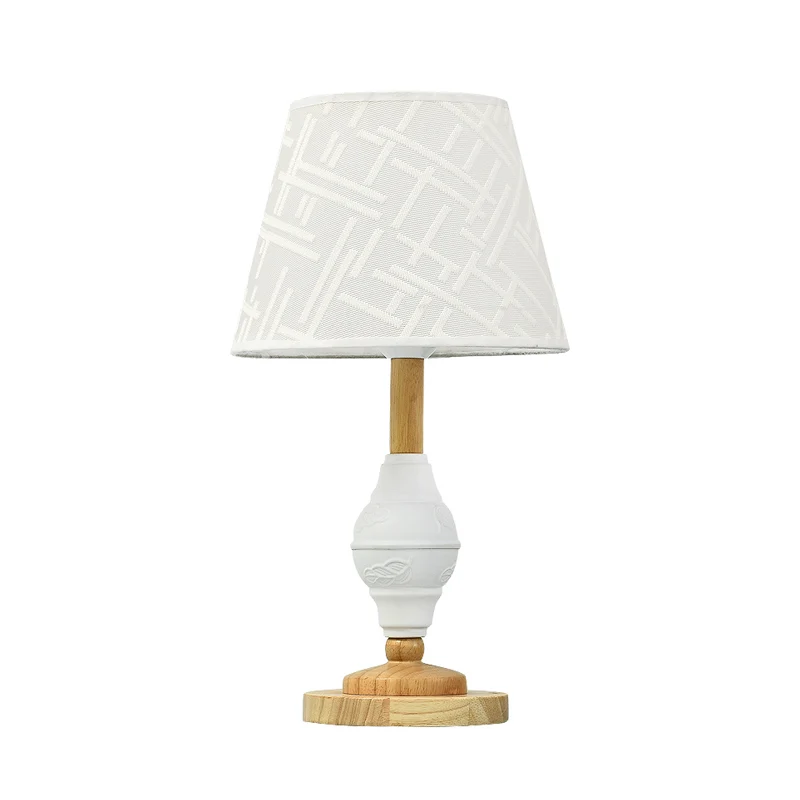 Einzel-Wohnzimmer-Nachttischleuchte, moderne weiße Tischlampe mit fassförmigem Stoffschirm Clearhalo